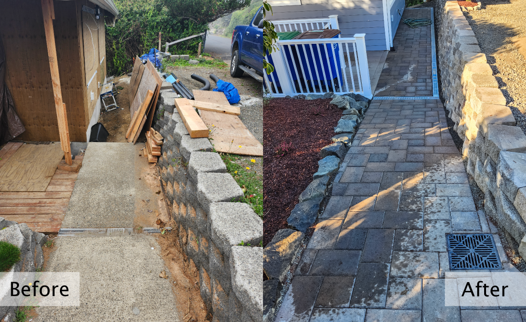 Before/After Comparison Pavers - Recent work by Central Coast Landscaping